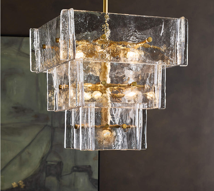 Lineage Glass Chandelier — Burnished Brass | 22"