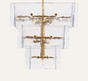 Lineage Glass Chandelier — Burnished Brass | 22"