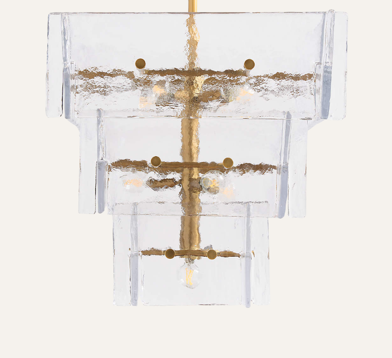 Lineage Glass Chandelier — Burnished Brass | 22"