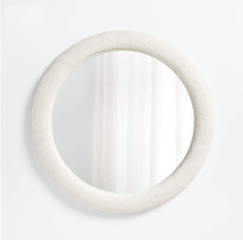Harris Round Bouclé Wall Mirror — Cloud White | 45"