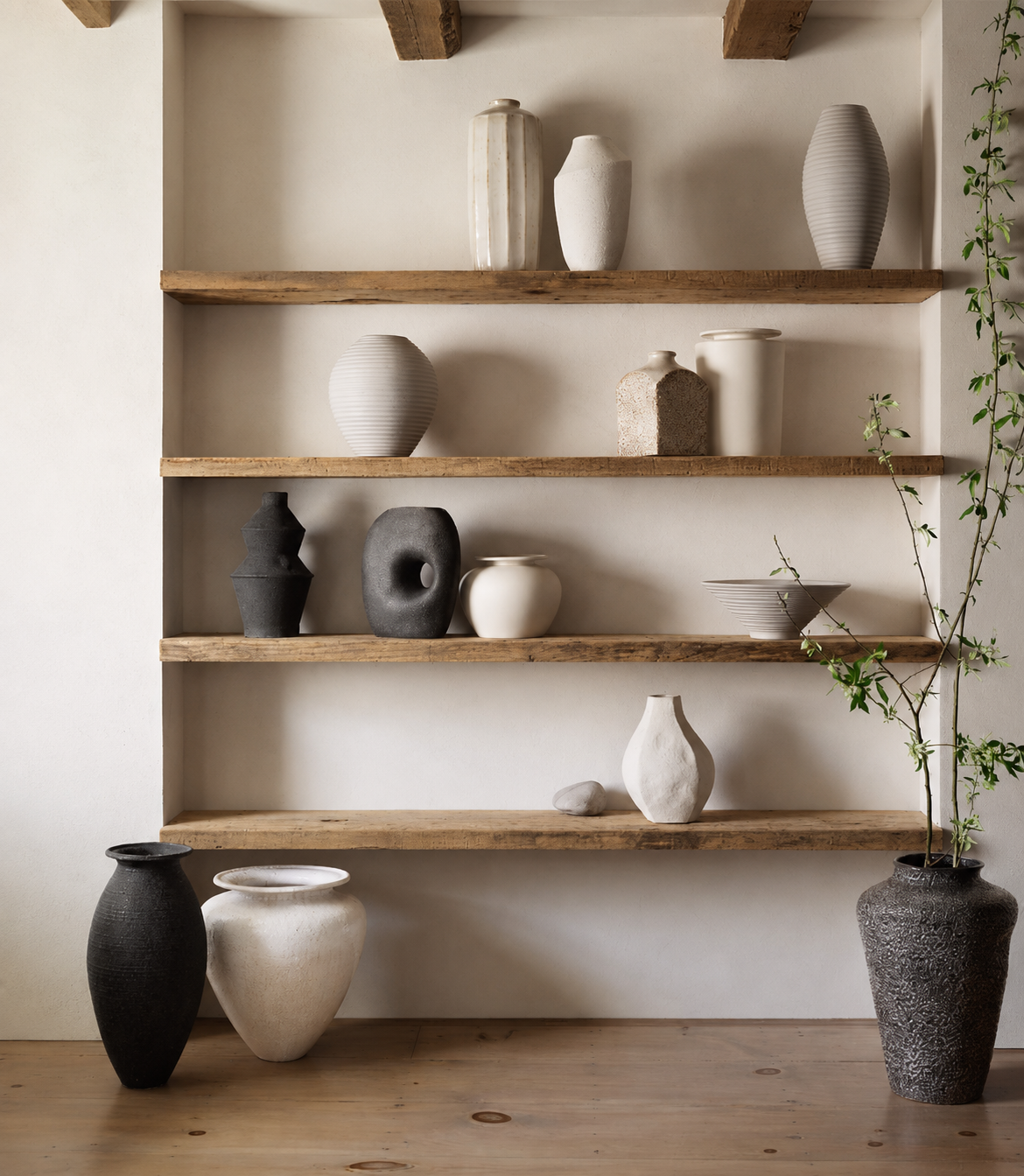 Facette Grande White Sculptural Vase — 11.5"