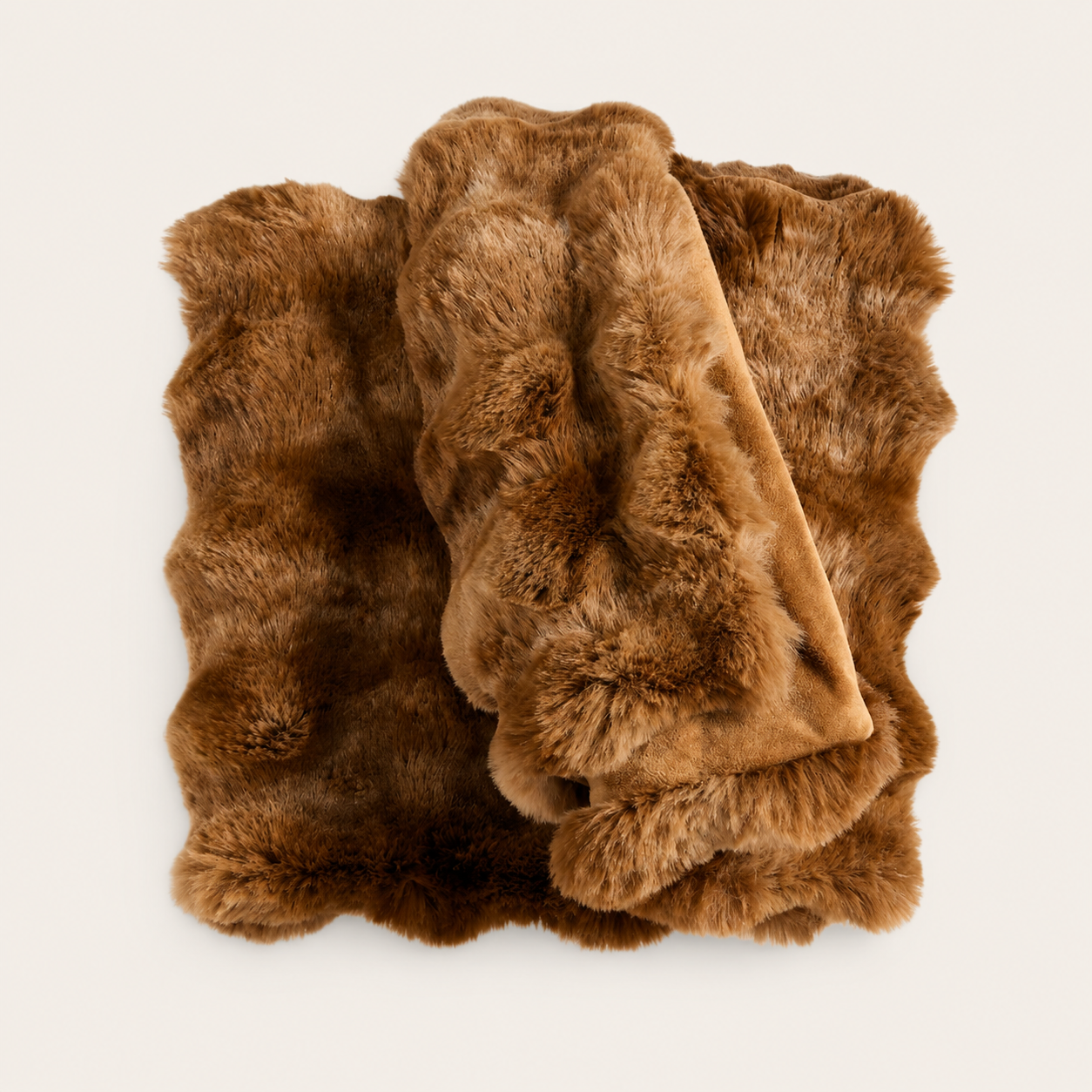 Textured Faux Fur Throw Blanket — Maple Brown | 70" x 55"