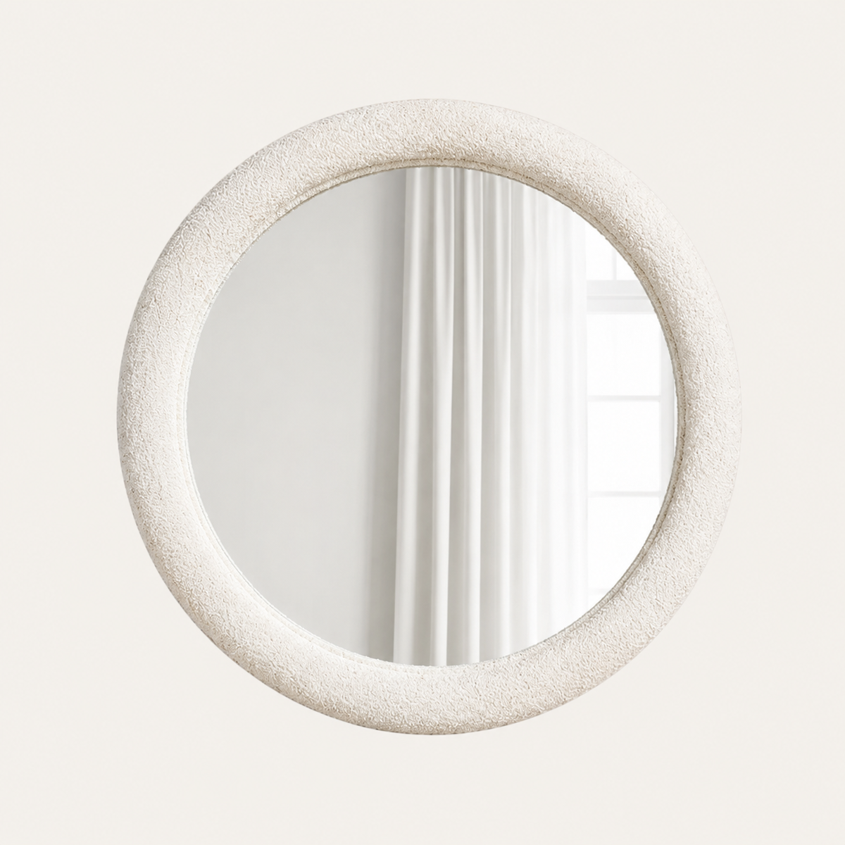 Harris Round Bouclé Wall Mirror — Cloud White | 45"