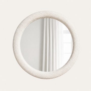 Harris Round Bouclé Wall Mirror — Cloud White | 45"