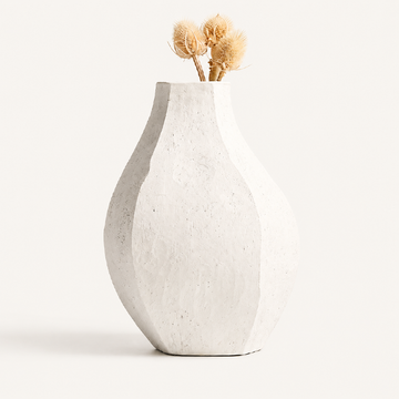 Facette Grande White Sculptural Vase — 11.5"