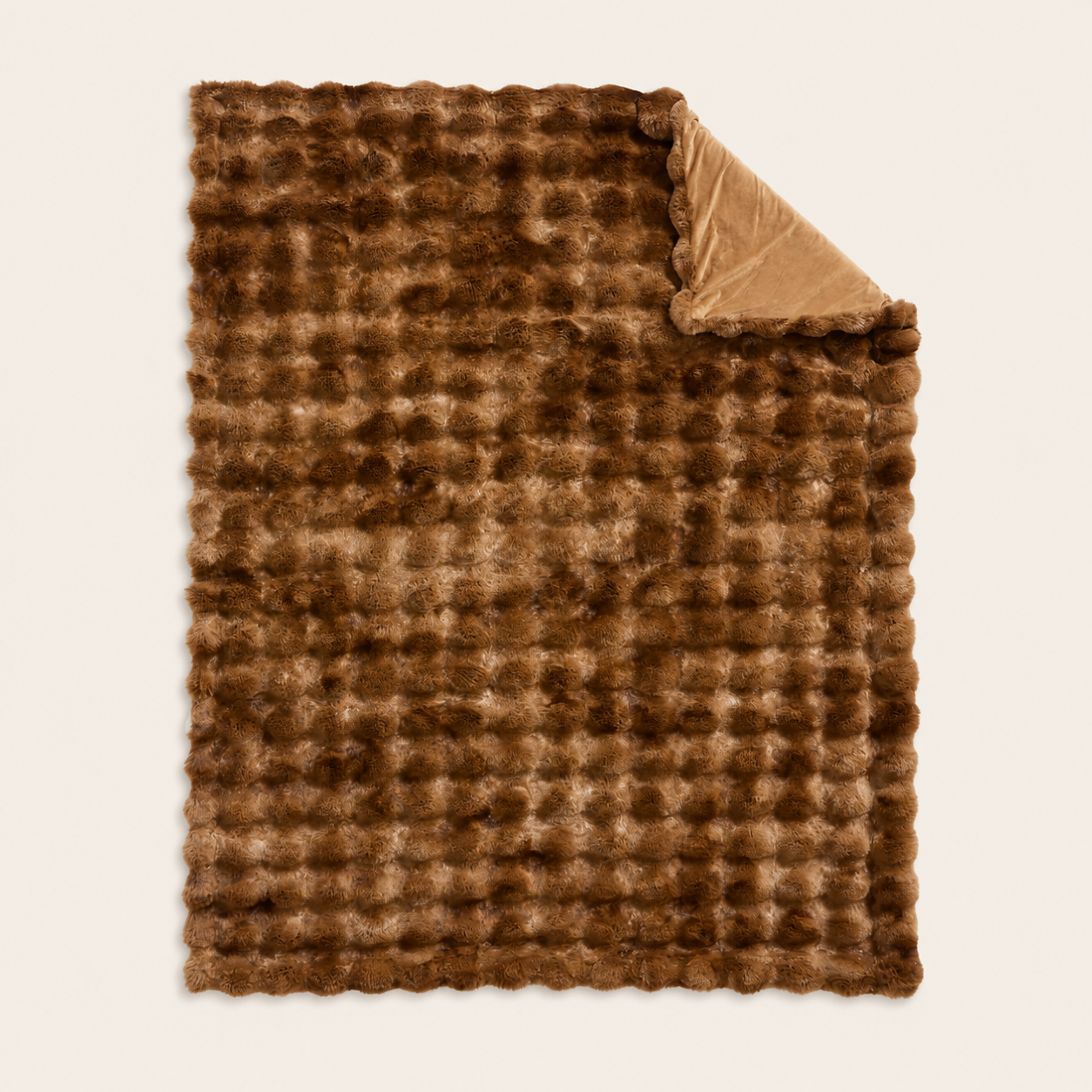 Textured Faux Fur Throw Blanket — Maple Brown | 70" x 55"