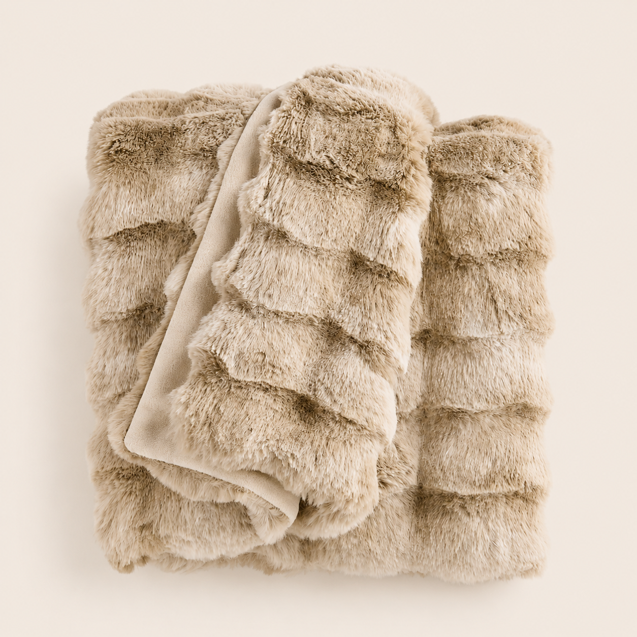 Textured Faux Fur Throw Blanket — Maple Brown | 70" x 55"
