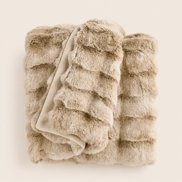 Textured Faux Fur Throw Blanket — Maple Brown | 70" x 55"