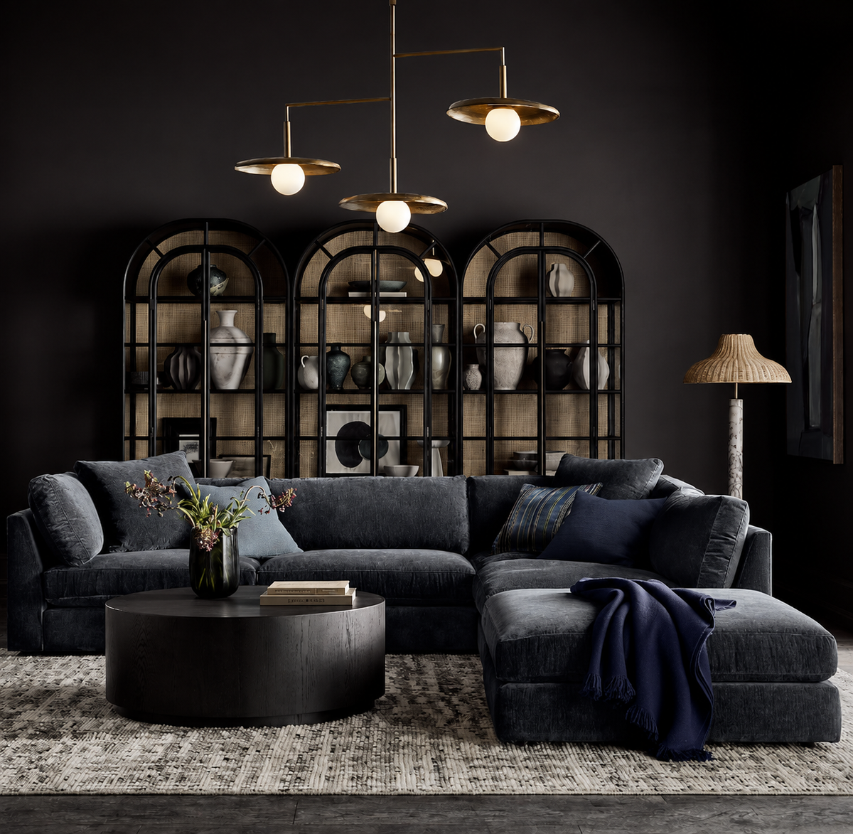 Monterey Deep Modular L-Shaped Sectional  with Ottoman — 3 Piece | Custom Fabric