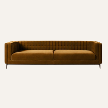 Ambroise Channel-Tufted Velvet Sofa Amber Gold | 104.75"