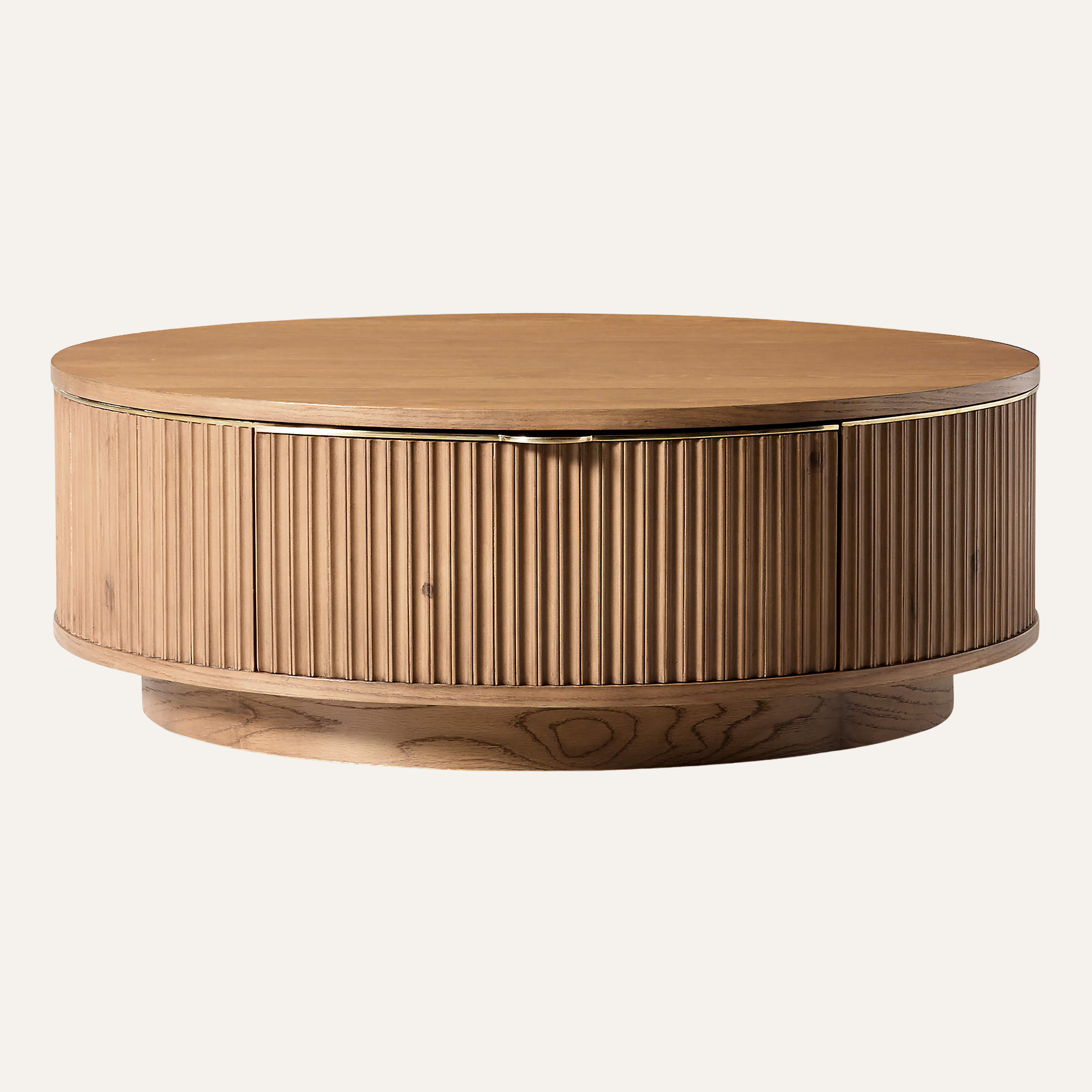 Davison Round Fluted Oak Coffee Table 40"