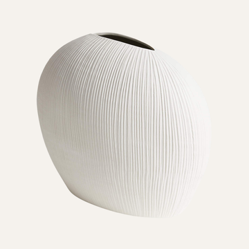 Alura Low-Wide Porcelain Vase Cream White | 14"