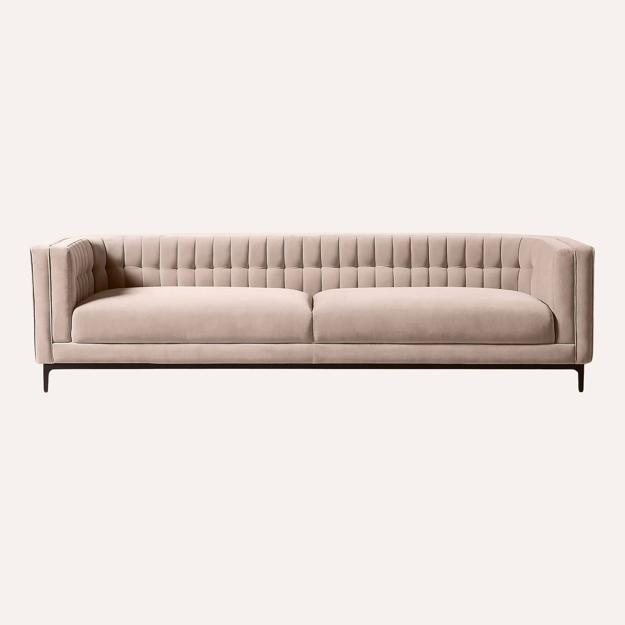 Ambroise Channel-Tufted Velvet Sofa Amber Gold | 104.75"