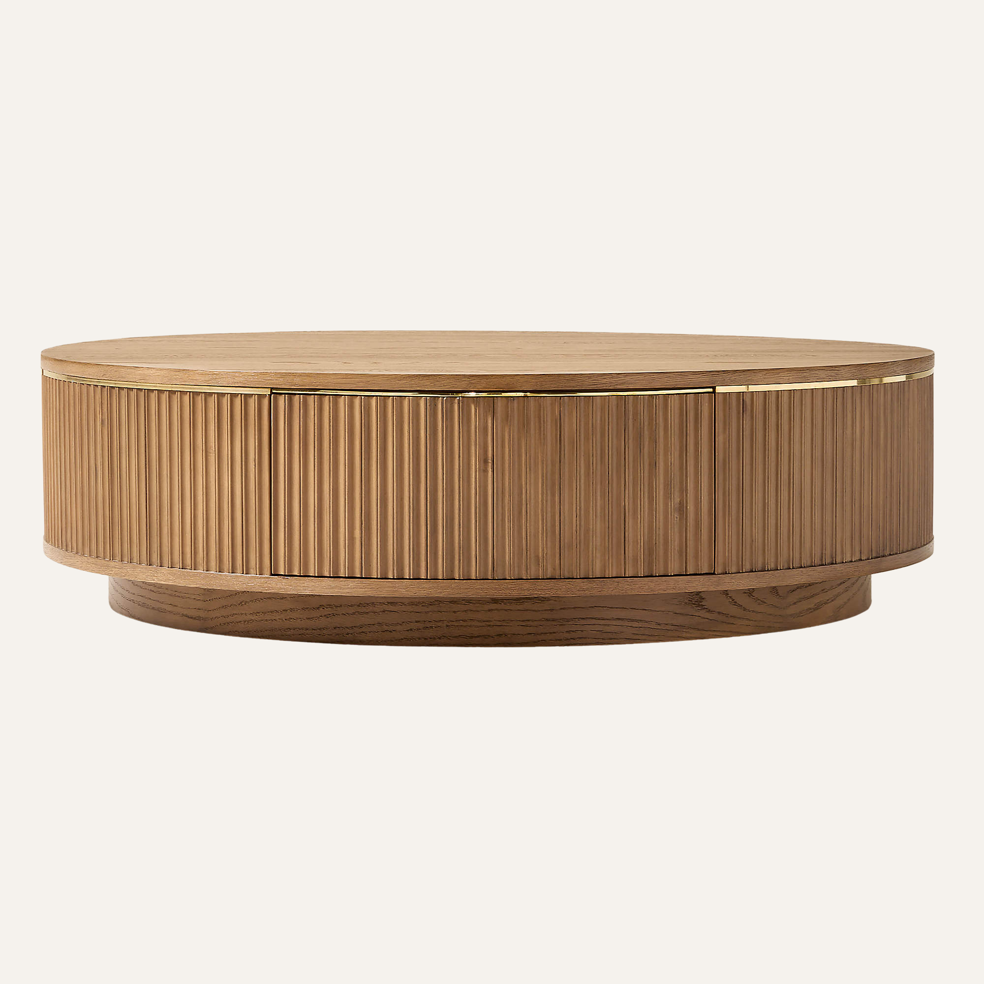 Davison Round Fluted Oak Coffee Table 40"