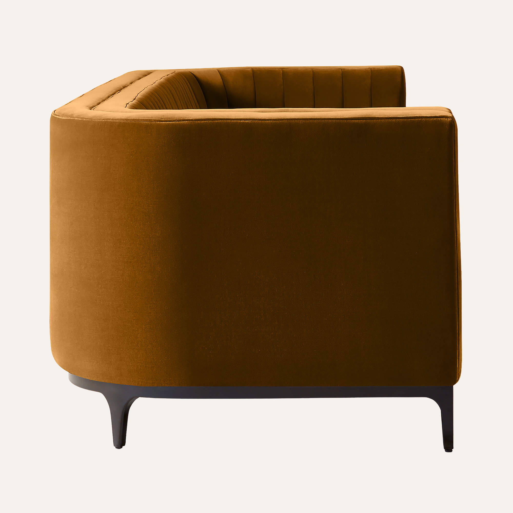 Ambroise Channel-Tufted Velvet Sofa Amber Gold | 104.75"