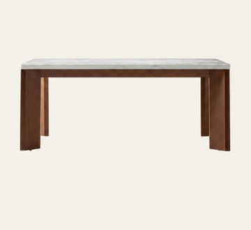 Sydney Carrara Marble Dining Table —  Walnut Legs | 72" | Seats 8