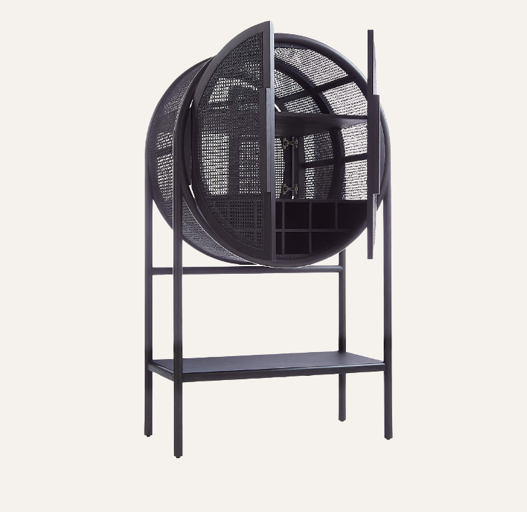 West Cane Bar Cabinet — Charcoal Brown | 40"
