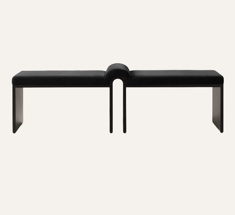 Arc Bronze Brown Velvet Bench — 67.5"