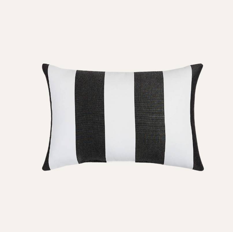 Sunbrella Cabana Stripe Outdoor Lumbar Pillow — Navy | 20" x 13"