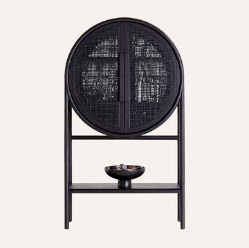 West Cane Bar Cabinet — Charcoal Brown | 40"