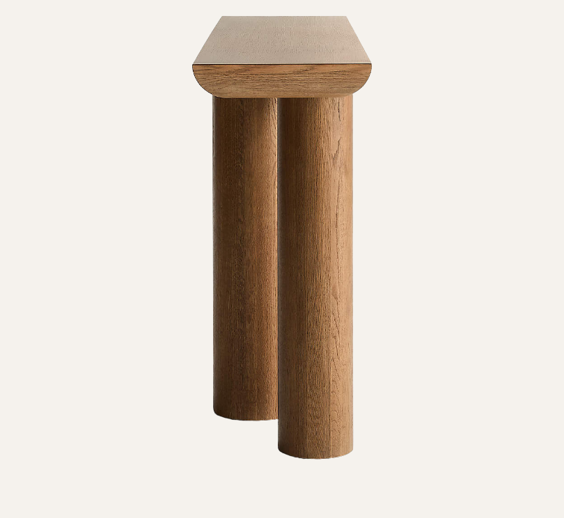 Bomen Asymmetrical Oak Console Table — Warm Brown | 66"