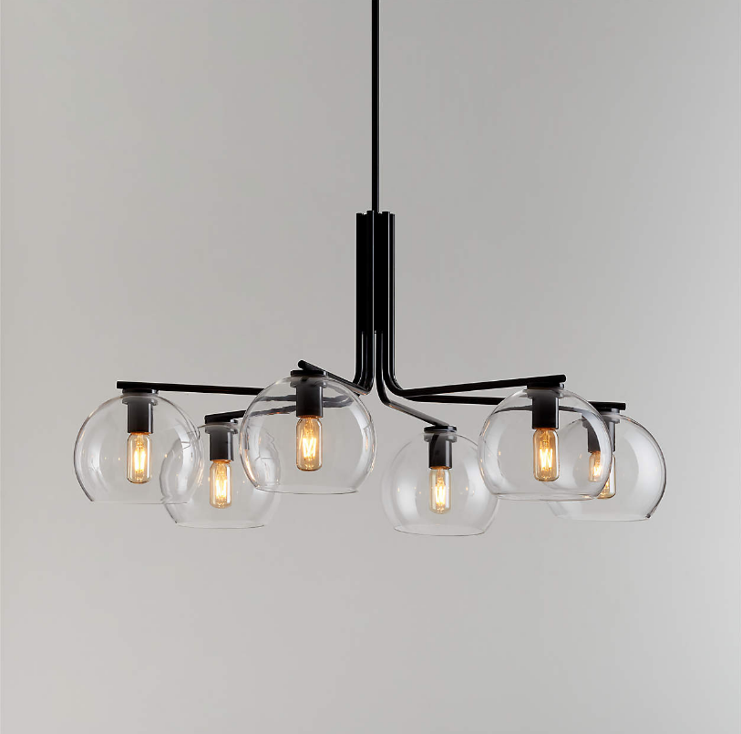Arren 6-Light Chandelier — Matte Black & Clear Glass | 37.5"