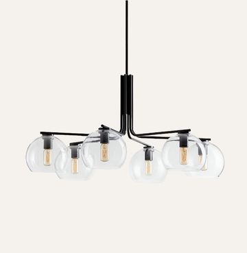 Arren 6-Light Chandelier — Matte Black & Clear Glass | 37.5"