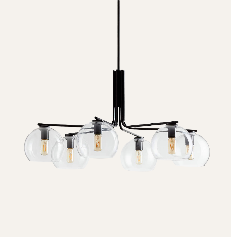 Arren 6-Light Chandelier — Matte Black & Clear Glass | 37.5"