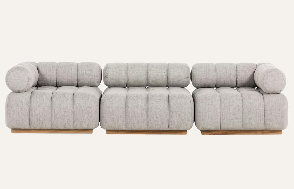 Roma Outdoor Modular Sofa — Natural Teak & Faye Ash | 3 Piece