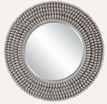 Hartford Round Driftwood Mirror — Light Grey Wash | 39.75"