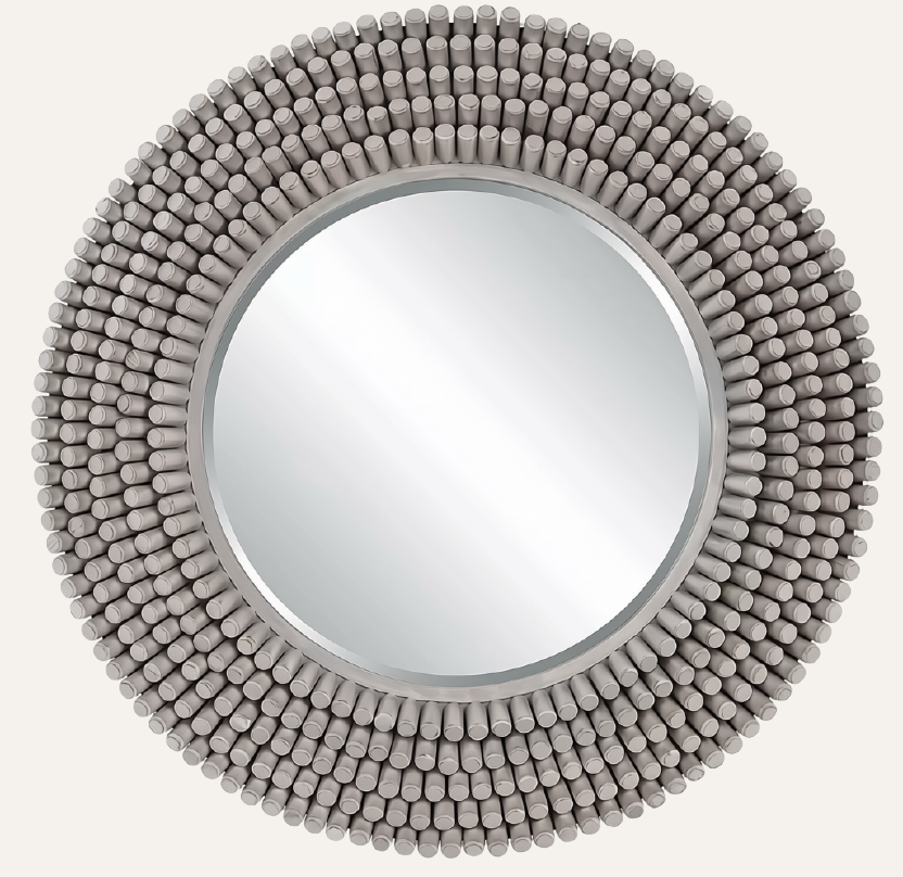 Hartford Round Driftwood Mirror — Light Grey Wash | 39.75"
