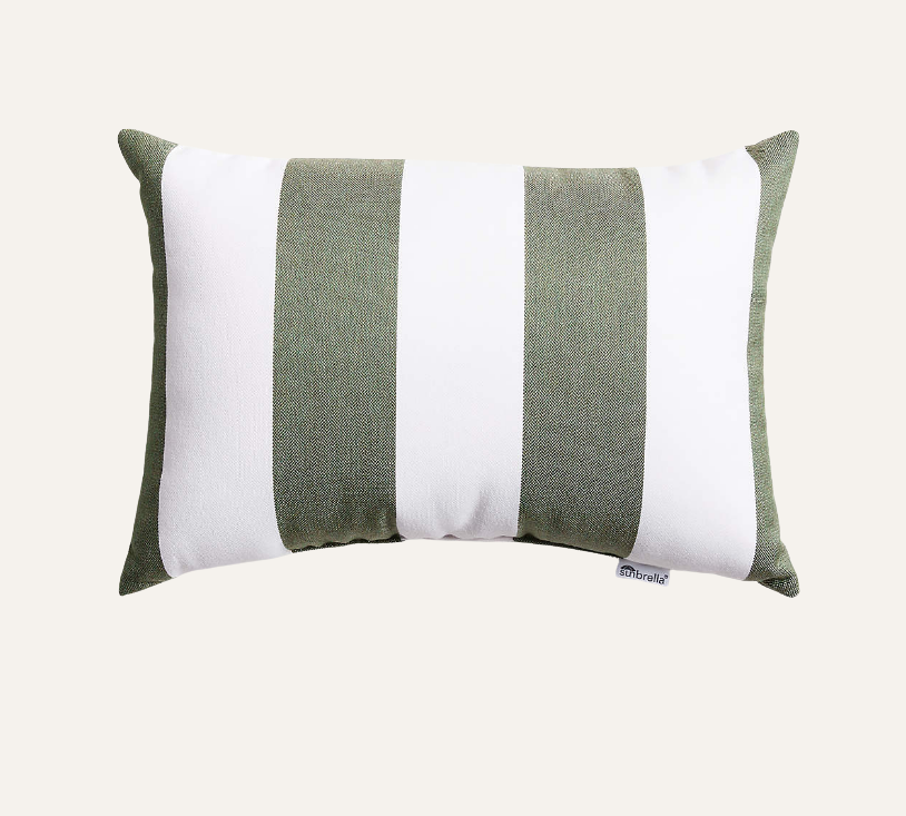 Sunbrella Cabana Stripe Outdoor Lumbar Pillow — Navy | 20" x 13"