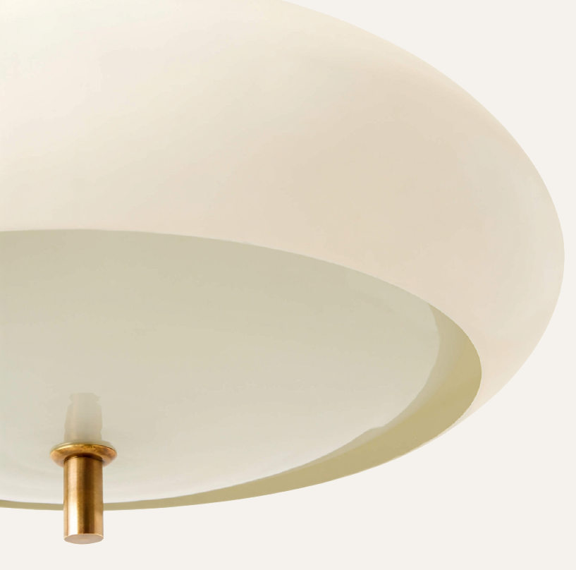 Fresco Ivory Enamel Pendant Light — Aged Brass | 21.7"