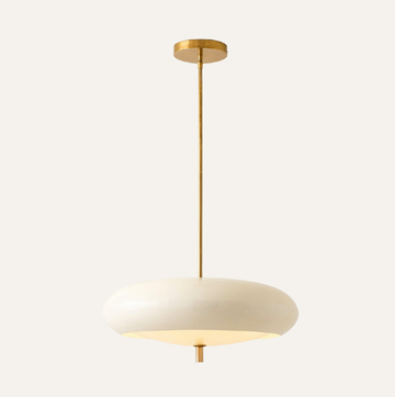 Fresco Ivory Enamel Pendant Light — Aged Brass | 21.7"