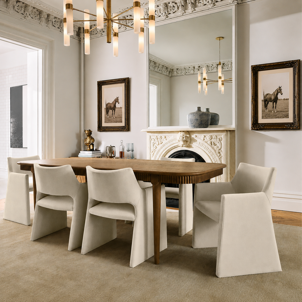 Foley Performance Velvet Dining Armchair — Snow White