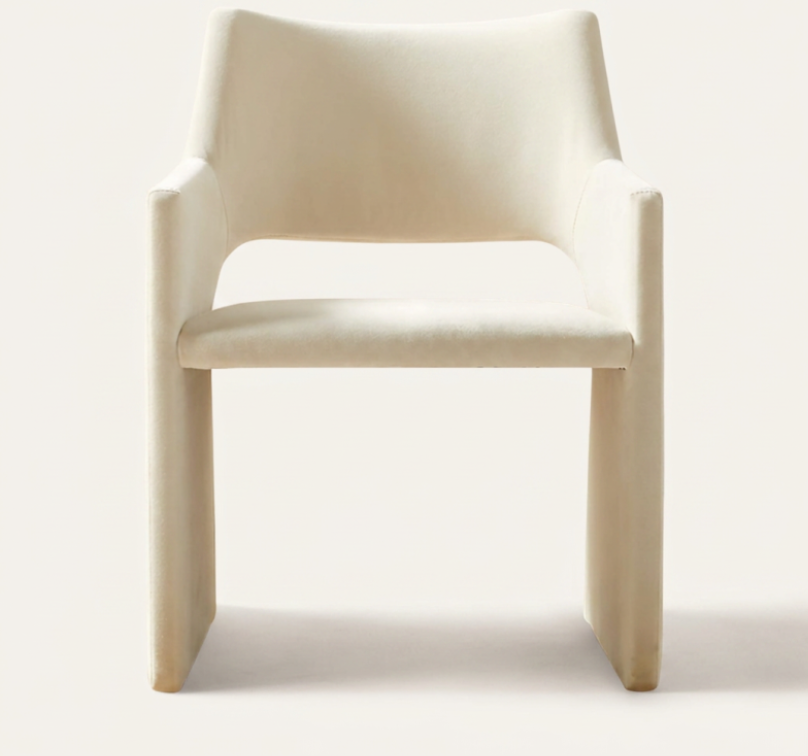 Foley Performance Velvet Dining Armchair — Snow White