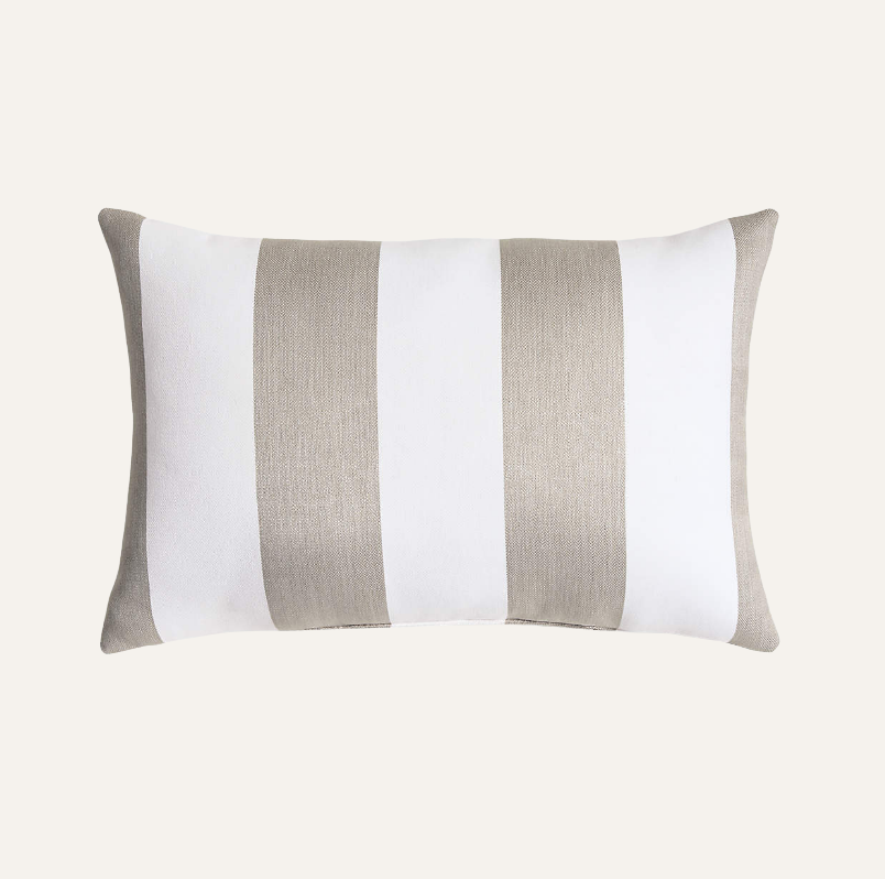 Sunbrella Cabana Stripe Outdoor Lumbar Pillow — Navy | 20" x 13"