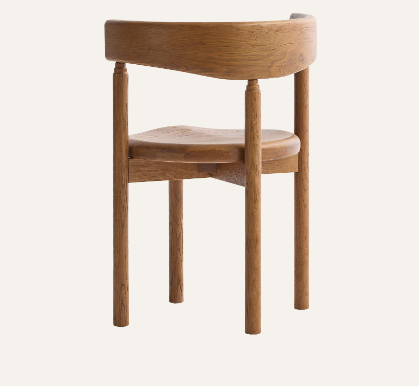 Virage Curved Oak Dining Chair — Warm Brown