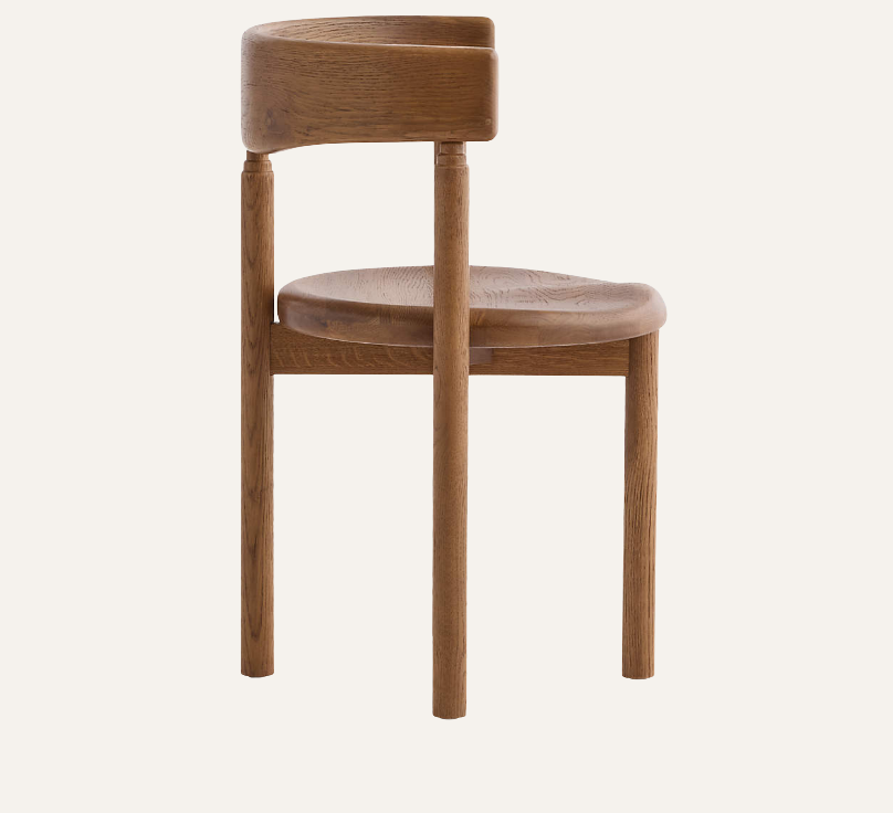 Virage Curved Oak Dining Chair — Warm Brown