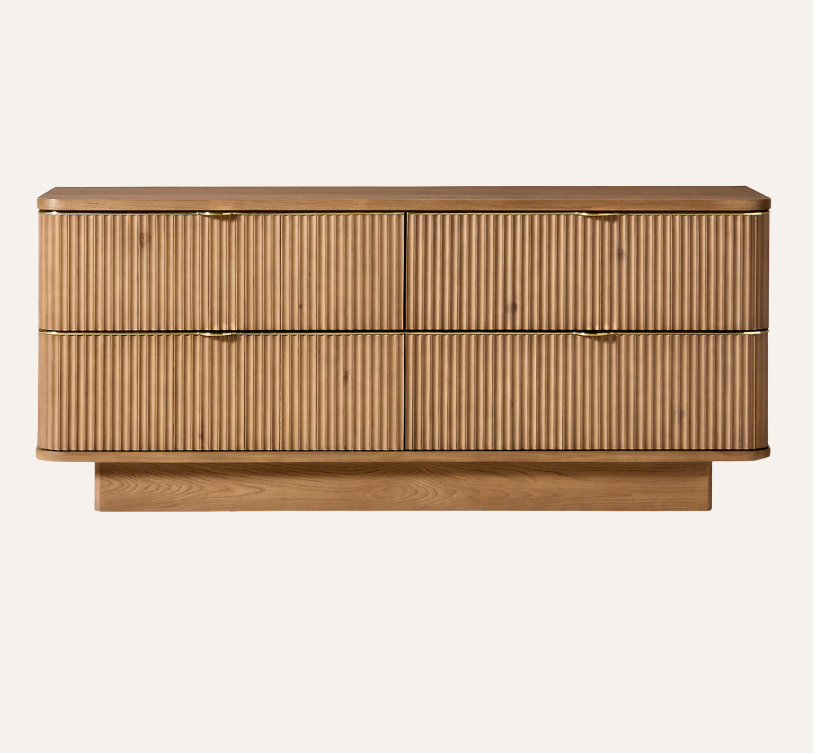 Davison 4-Drawer Fluted Oak Dresser — Warm Oak