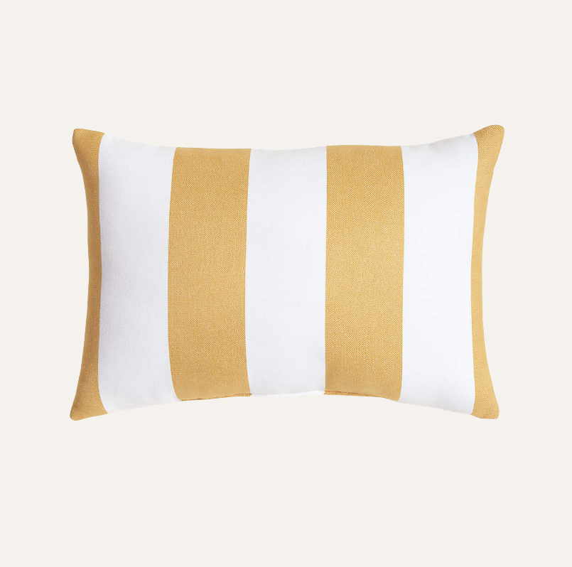 Sunbrella Cabana Stripe Outdoor Lumbar Pillow — Navy | 20" x 13"